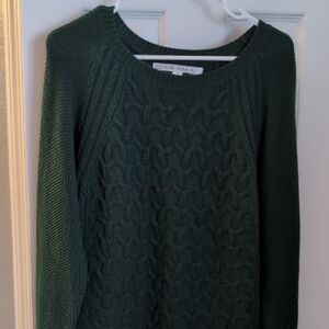 Max Studio Dark Green Cable Knit Sweater
